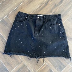 Madewell black denim skirt with silver dots